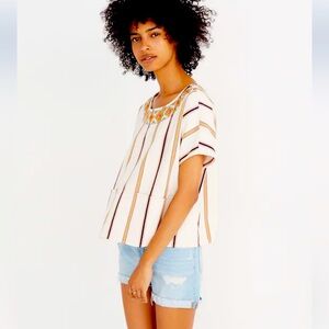 Madewell Women's Embroidered Boxy Crop Top Size Small EUC